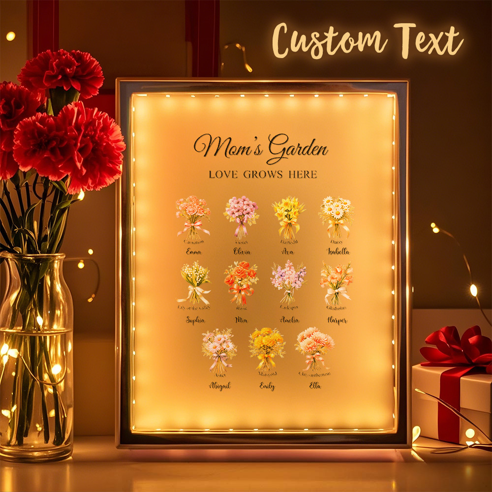 Custom Birth Flower Mirror Lamp Personalized Night Light Gift Gift for Mom