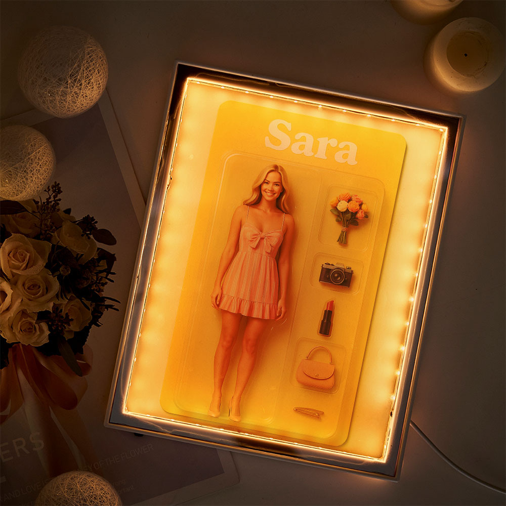 Custom 2D Mini Figures Cartoon Mirror Light Custom Toy Figure Lamp Personalized Photo Night Light