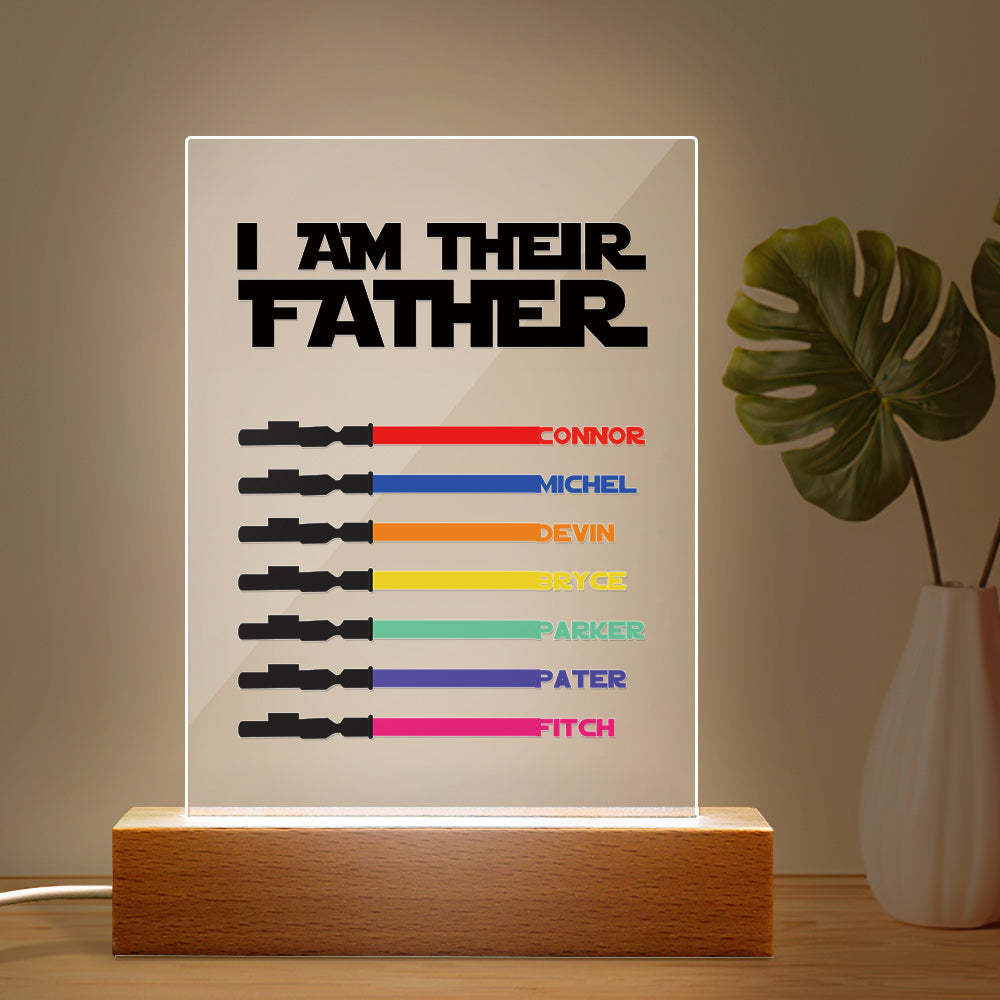 Personalized I Am Their Father Night Light Acrylic Light Saber Plaque Father's Day Gifts - Myphotomugs