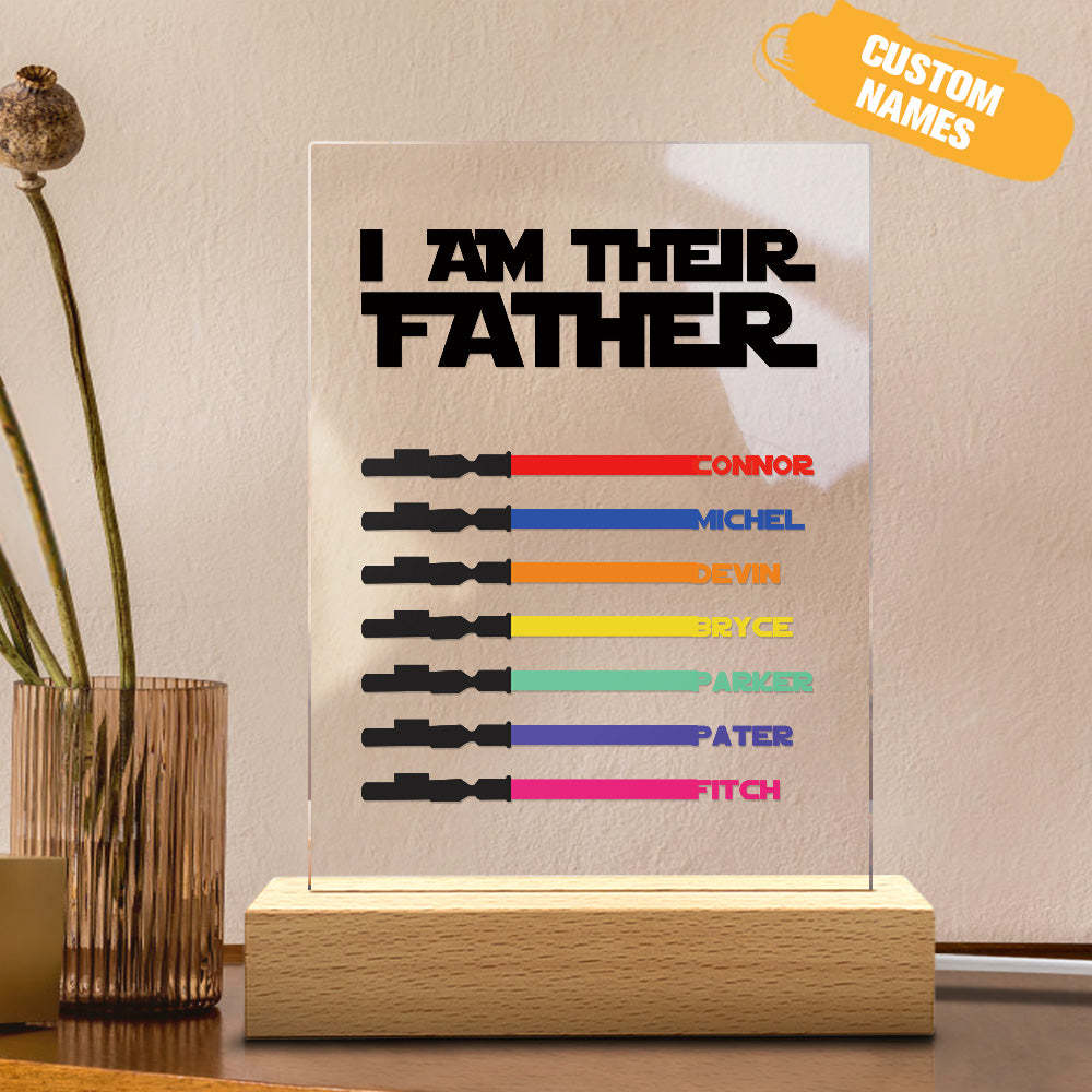 Personalized I Am Their Father Night Light Acrylic Light Saber Plaque Father's Day Gifts - Myphotomugs
