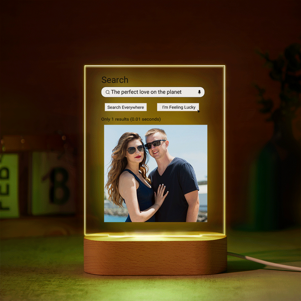 Custom Photo Google Search Colorful Lamp Acrylic 3D Printed Night Light Proposal Anniversary Day Gift - Myphotomugs