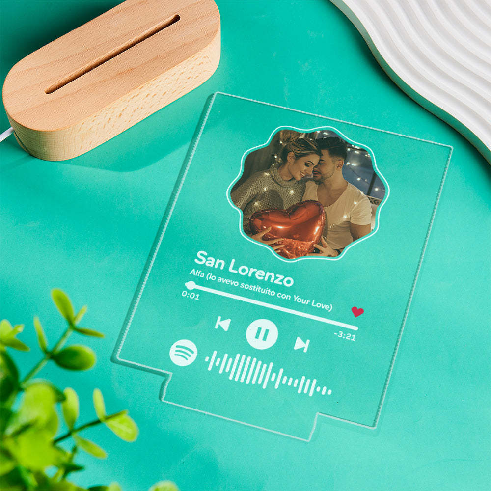 Custom Scannable Spotify Code Colorful Night Light Flower Photo Gifts for Couples - Myphotomugs