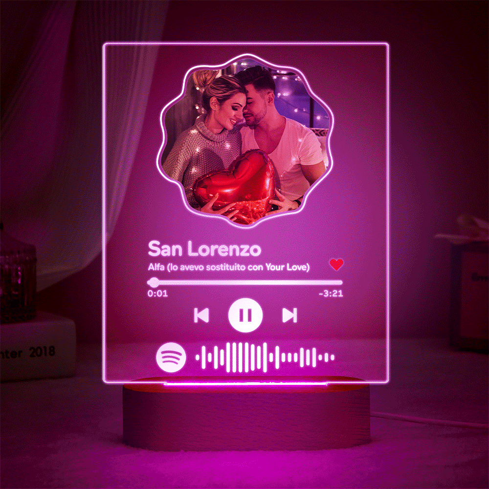 Custom Scannable Spotify Code Colorful Night Light Flower Photo Gifts for Couples - Myphotomugs
