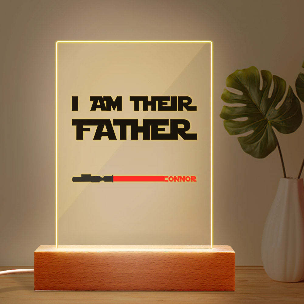 Personalized I Am Their Father Night Light Acrylic Light Saber Plaque Father's Day Gifts - Myphotomugs