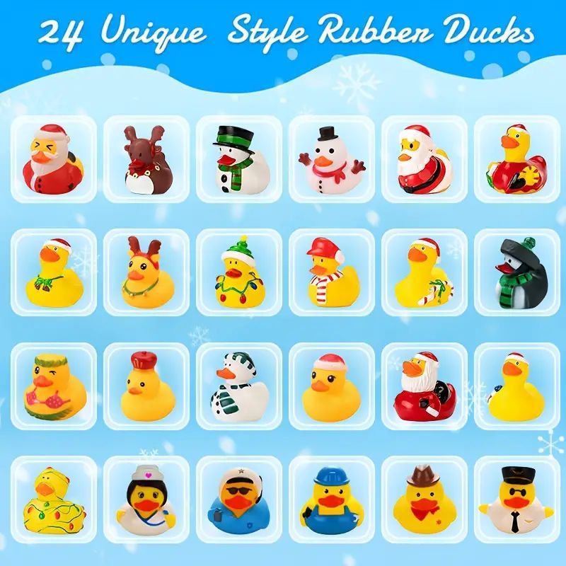Christmas Advent Calendar 2025 with 24 Rubber Ducks Countdown Holiday Surprise Box for Kids Fun Party Gift Set