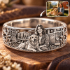 Personalized S925 Sterling Silver 3D Sculpted Golden Retriever Ring Custom Photo Pet Relief Ring Unique Pet Memorial Jewelry Gift for Dog Mom