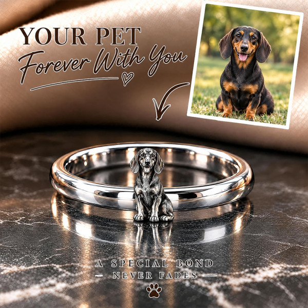 Personalized 3D Embossed Dog Ring Custom 925 Sterling Silver Full Body  Dachshund Jewelry Memorial Pet Lover Gift