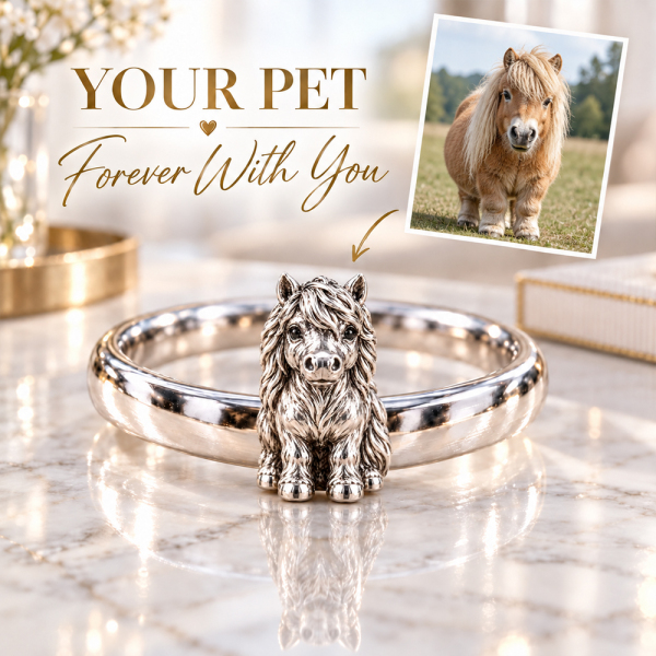 Personalized 3D Embossed Pet Ring Custom 925 Sterling Silver Full Body Horse Jewelry Memorial Pet Lover Gift