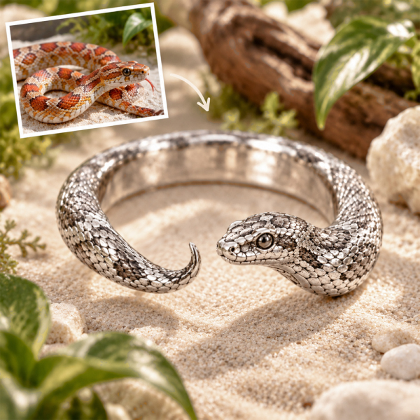 Custom 3D Relief Pet Photo Ring Personalized 925 Sterling Silver Wrap Corn Snake Ring Gift for Pet Mom