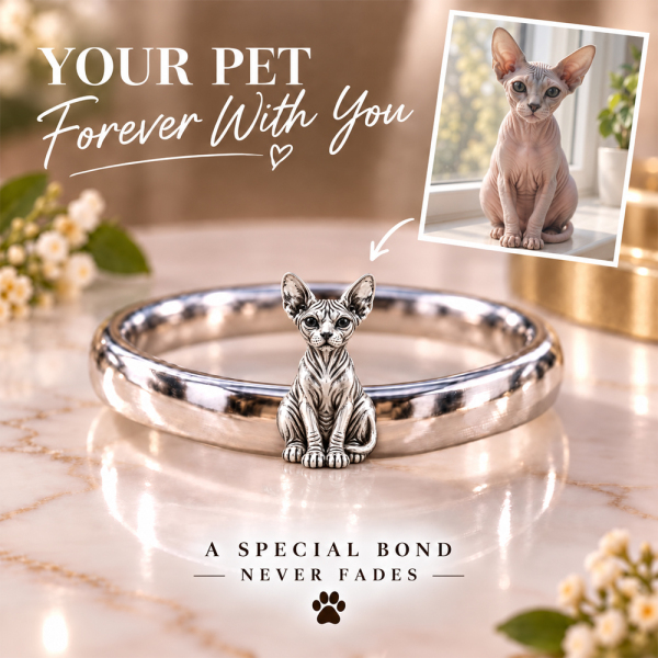 Personalized 3D Embossed Cat Ring Custom 925 Sterling Silver Full Body Sphynx Jewelry Memorial Pet Lover Gift