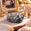 Custom 3D Embossed Sleeping Pet Ring Personalized 925 Sterling Silver Photo Siamese Ring Cat Memorial Gift