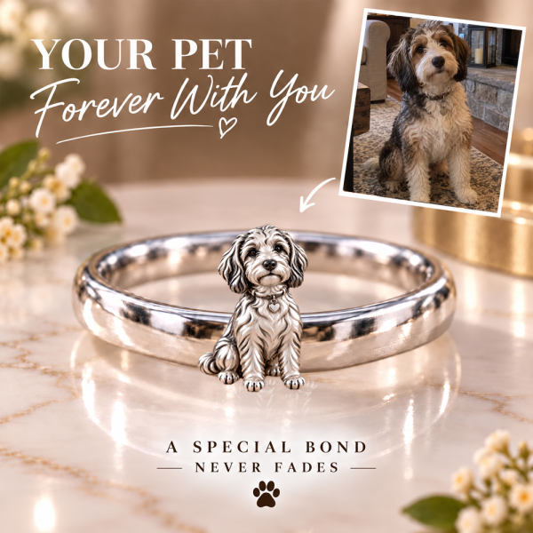 Personalized 3D Embossed Dog Ring Custom 925 Sterling Silver Full Body Mixed-breed Dog Jewelry Memorial Pet Lover Gift