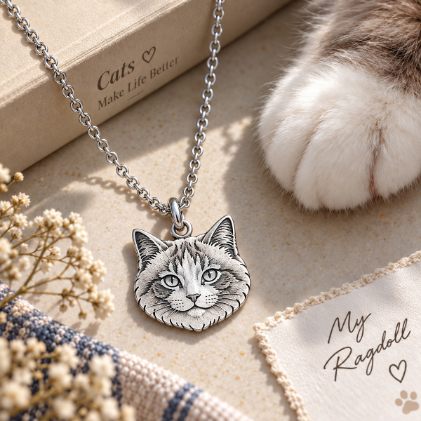 Personalized 925 Sterling Silver 3D Relief Pet Head Charm Necklace Custom Dog Cat Portrait Pendant Gift For Pet Lovers