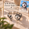 Custom 3D Relief Pet Photo Ring Personalized 925 Sterling Silver Wrap Husky Ring Gift for Dog Mom