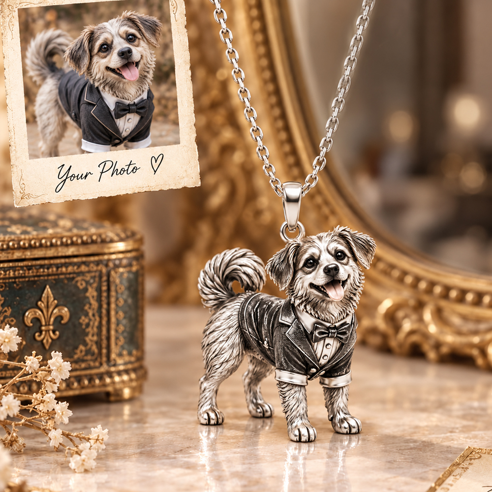 Personalized 3D Dog Photo Necklace Custom 925 Sterling Silver Mixed-breed Dog Pendant Jewelry Gift for Dog Mom
