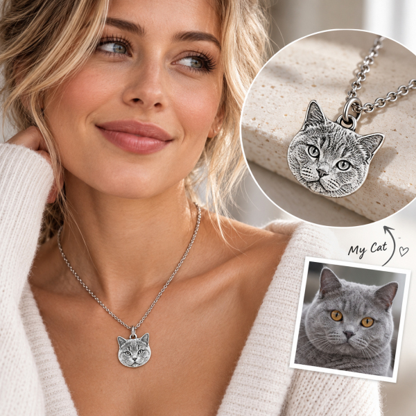 Personalized 925 Sterling Silver 3D Relief Pet Head Charm Necklace Custom Dog Cat Portrait Pendant Gift For Pet Lovers