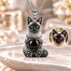 Personalized 3D Embossed Siamese Photo Projection Necklace Custom 925 Sterling Silver Pet Pendant Gift for Cat Mom