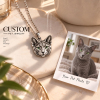 Personalized 3D Embossed Cat Head Photo Necklace Custom 925 Sterling Silver Russian Blue Pendant Unique Pet Owner Gift