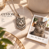 Personalized 3D Embossed Cat Head Photo Necklace Custom 925 Sterling Silver Mixed-breed cat Pendant Unique Pet Owner Gift