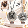 Personalized 3D Embossed Siamese Coin Photo Name Necklace Custom 925 Sterling Silver Pet Portrait Coin Necklace Gift for Cat Mom