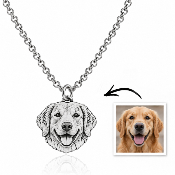 Personalized 925 Sterling Silver 3D Relief Pet Head Charm Necklace Custom Dog Cat Portrait Pendant Gift For Pet Lovers