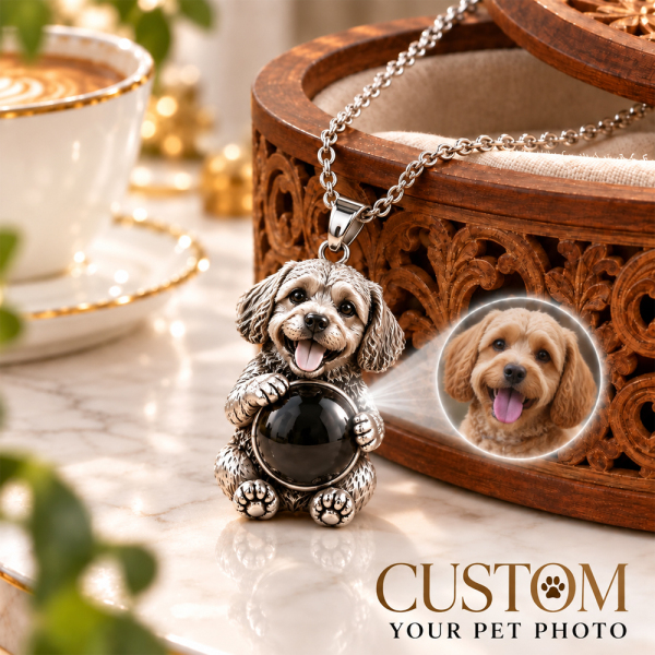 ]Personalized 3D Embossed Mixed-breed Dog Photo Projection Necklace Custom 925 Sterling Silver Pet Pendant Gift for Dog Mom