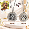 Personalized 3D Embossed Dachshund Coin Photo Name Necklace Custom 925 Sterling Silver Pet Portrait Coin Necklace Gift for Dog Mom