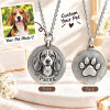 Personalized 3D Embossed Beagle Coin Photo Name Necklace Custom 925 Sterling Silver Pet Portrait Coin Necklace Gift for Dog Mom