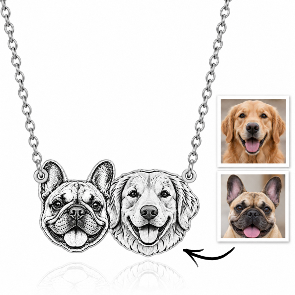 Personalized 925 Sterling Silver 3D Relief Pet Head Charm Necklace Custom  1 To 5 Pet Portrait Pendant Gifts For Pet Owners