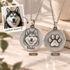 Personalized 3D Embossed Husky Coin Photo Name Necklace Custom 925 Sterling Silver Pet Portrait Coin Necklace Gift for Dog Mom