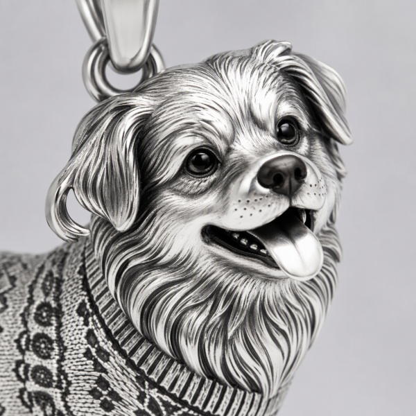 Personalized S925 Sterling Silver 3D Pet Pendant Necklace, Custom Photo to 3D Sculpted Dog & Cat Jewelry, Pekingese Memorial Gift for Dog Mom