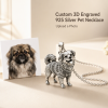 Personalized S925 Sterling Silver 3D Pet Pendant Necklace, Custom Photo to 3D Sculpted Dog & Cat Jewelry, Pekingese Memorial Gift for Dog Mom