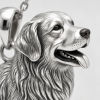 Custom 925 Sterling Silver 3D Pet Photo Portrait Necklace Sculpted Full Body Golden Retriever Figure Pendant Memorial Gift For Her