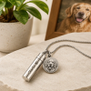 Personalized 925 Sterling Silver Custom 3D Relief Pet Portrait Photo Necklace Urn Cylinder Pendant Pet Loss Memorial Keepsake Jewelry Gift For Pet Lovers