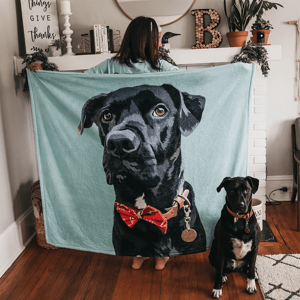 Black Friday Custom Dog Blankets Personalized Dog Fleece Blankets Blanket with Pets Face for Christmas