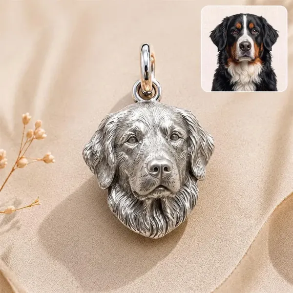 Custom 925 Sterling Silver 3D Pet Photo Portrait Pendant Sculpted Dog Cat Head Charm Memorial Gift For Her