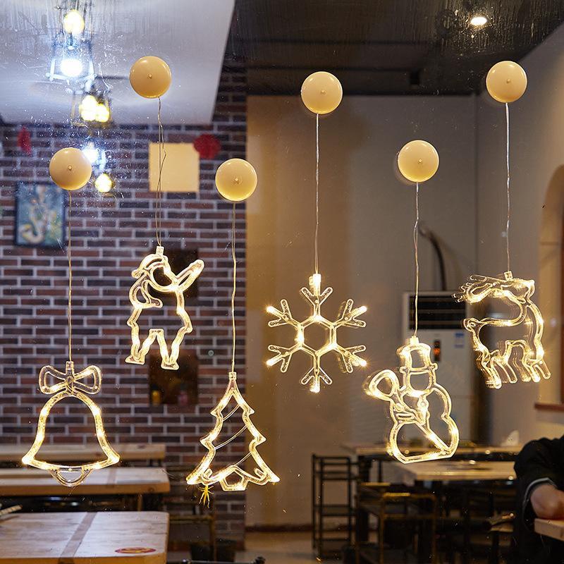 Christmas Wall Window Glass Led Lamp Christmas Gifts Sucker Decoration Pendant Chirstmas Tree Decor