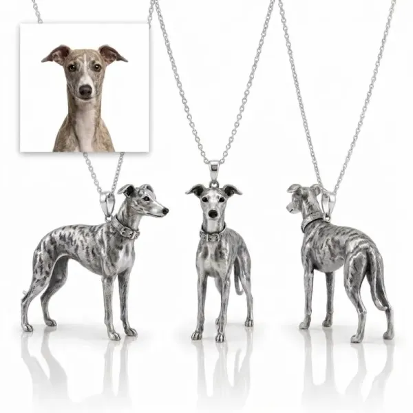 Exquisite S925 Sterling Silver 3D Pet Pendant Necklace, Highly Detailed Sculpted Dog & Cat Animal Charm Jewelry for Pet Owners