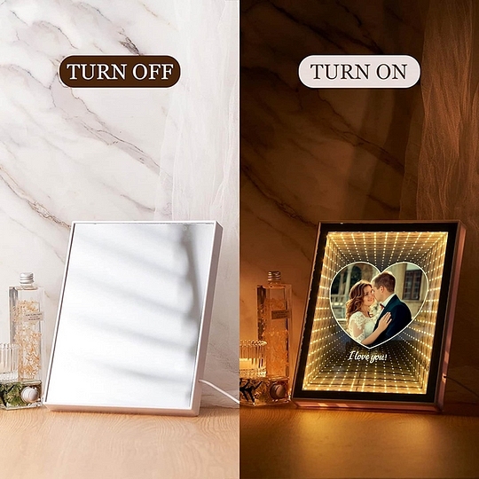 Custom Couple Photo Love Corridor Mirror Lamp Gifts for Lover