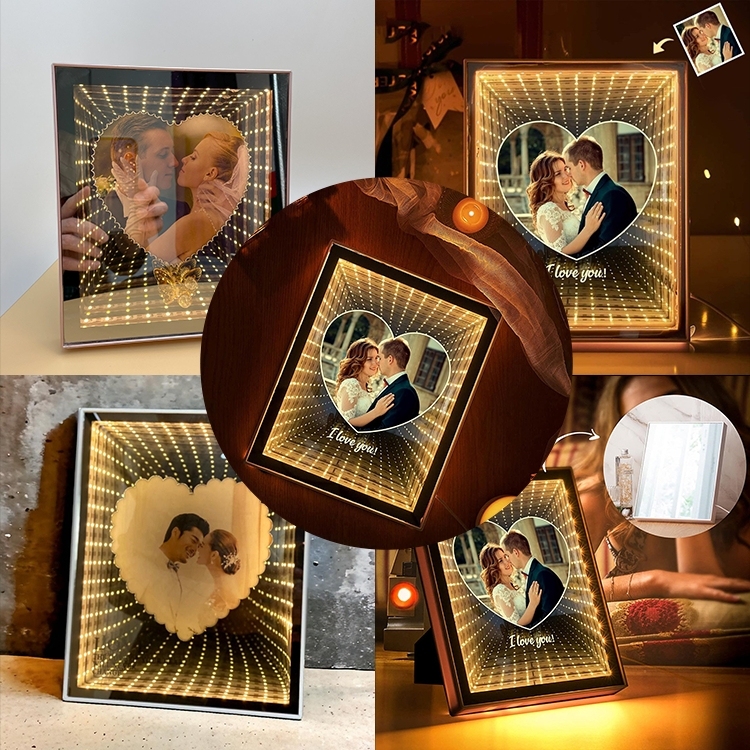 Custom Couple Photo Love Corridor Mirror Lamp Gifts for Lover