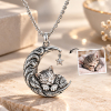 Personalized 925 Sterling Silver Custom 3D Sleeping Pet Photo Crescent Moon Necklace Sculpted Cat Dog Pendant Jewelry Gift For Pet Lovers - CustomPetGifts