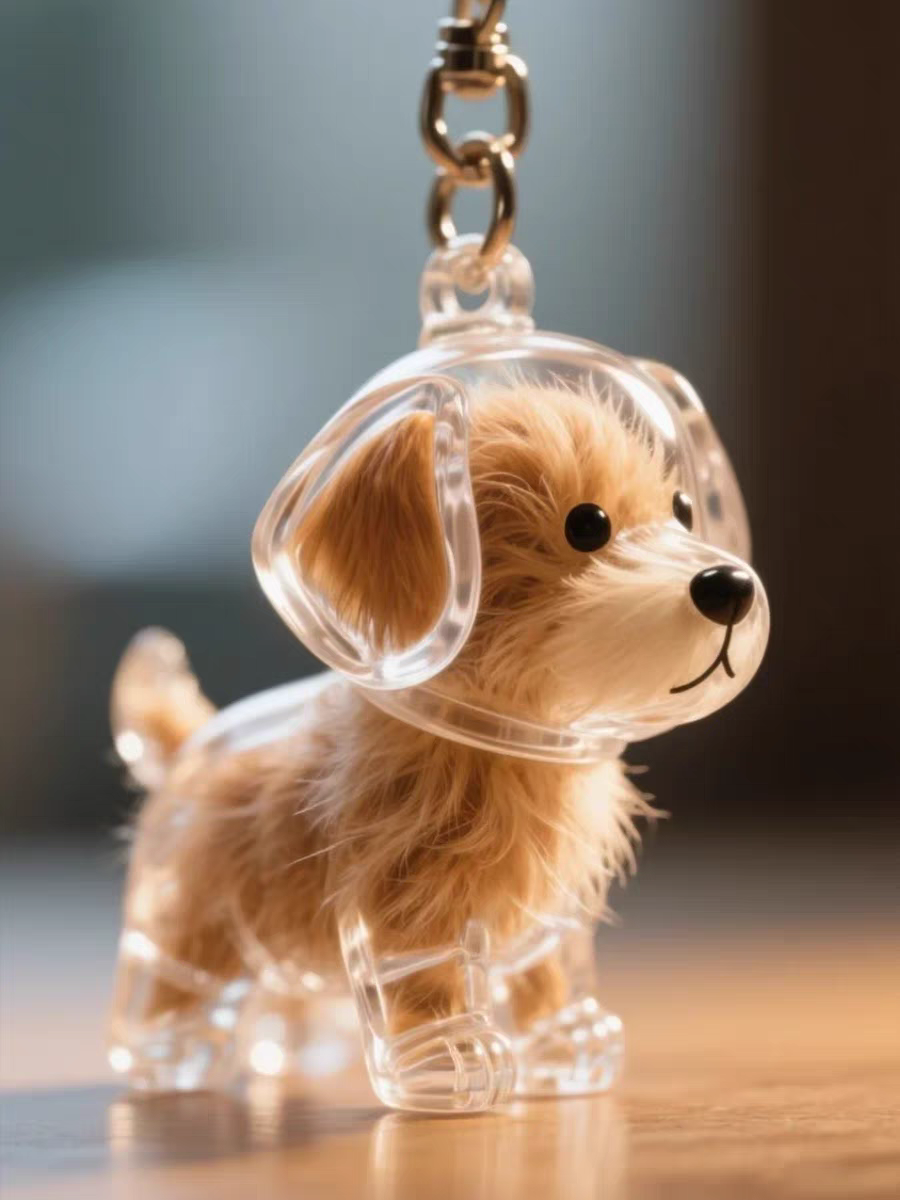 Pet Hair Keepsake Keychain Clear Dog Fur Memory Capsule Charm for Pet Lovers