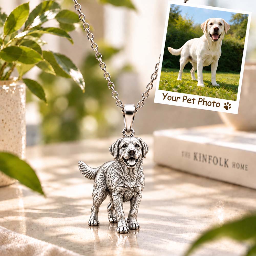 Personalized 3D Dog Photo Necklace Custom 925 Sterling Silver Labrador Retriever Pendant Jewelry Gift for Dog Mom