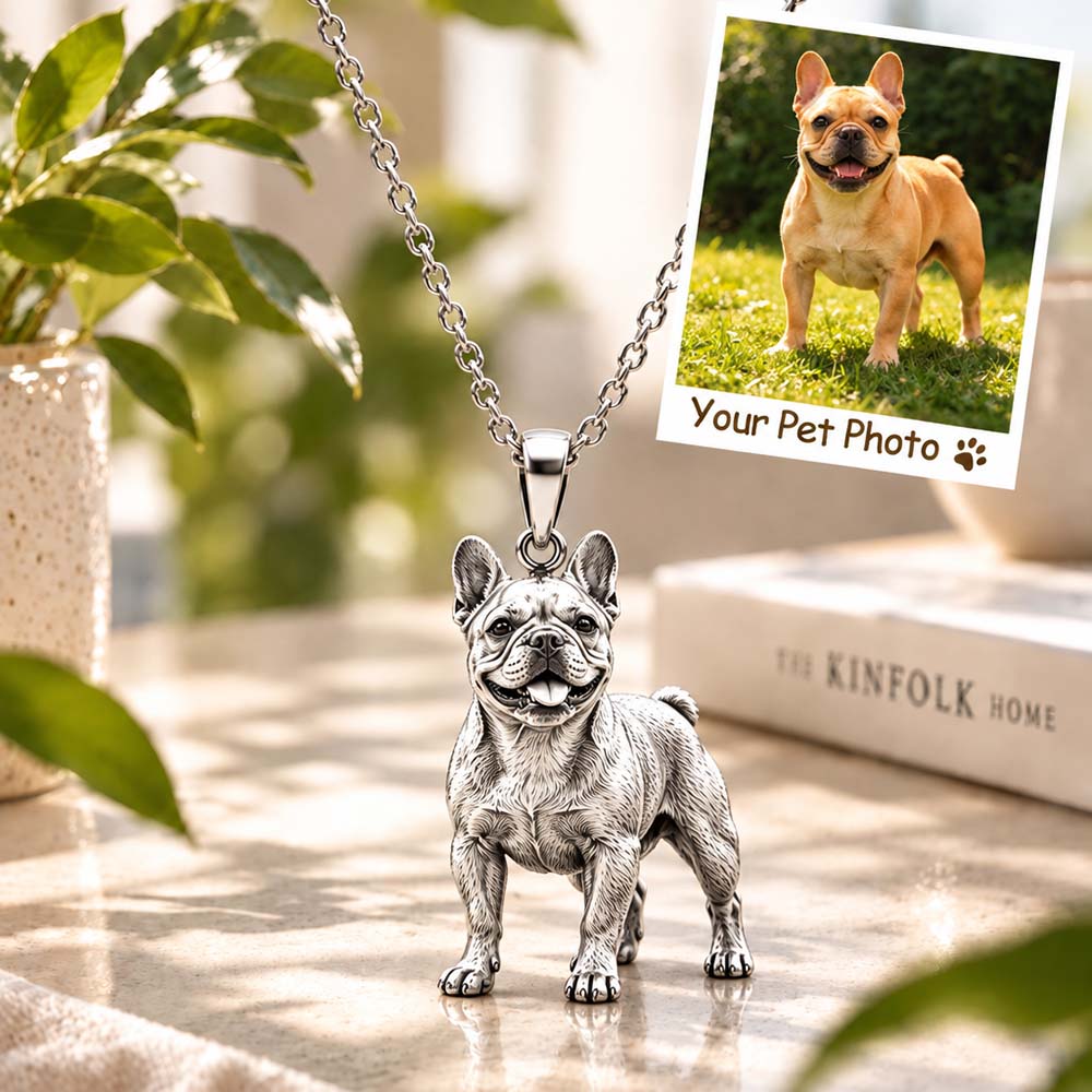 Personalized 3D Dog Photo Necklace Custom 925 Sterling Silver  French Bulldog Pendant Jewelry Gift for Dog Mom