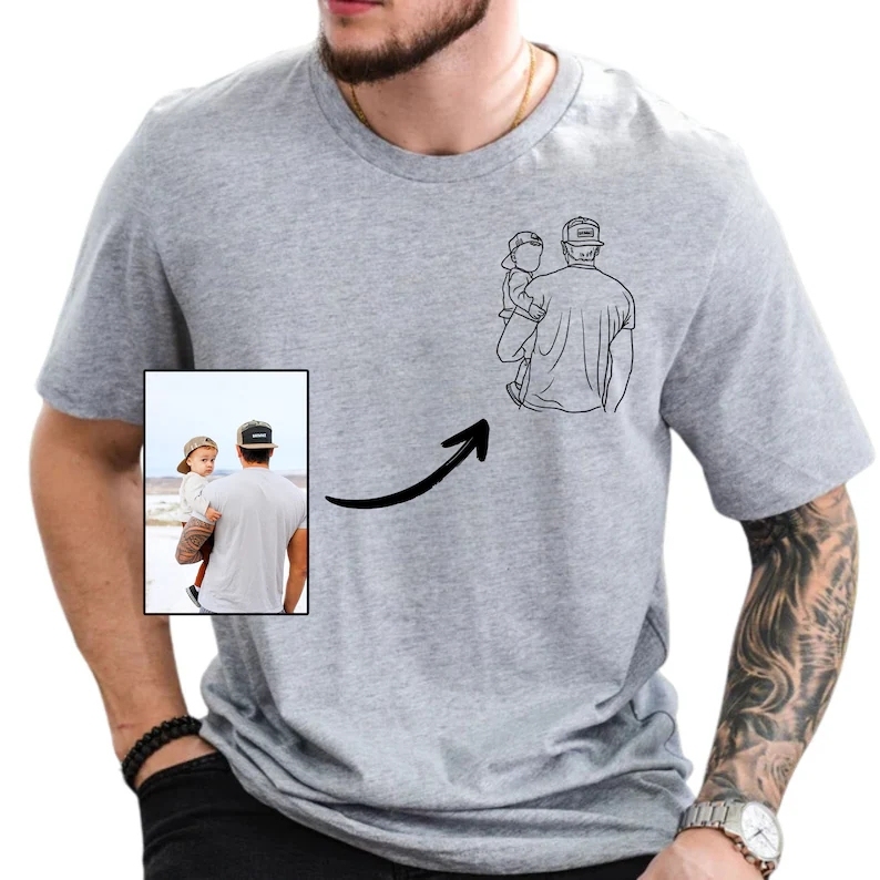 Custom Photo Shirt For Dad Fathers Day Gifts Father's Day Shirt Personalized Dad Portrait Shirt Dad Birthday Gifts