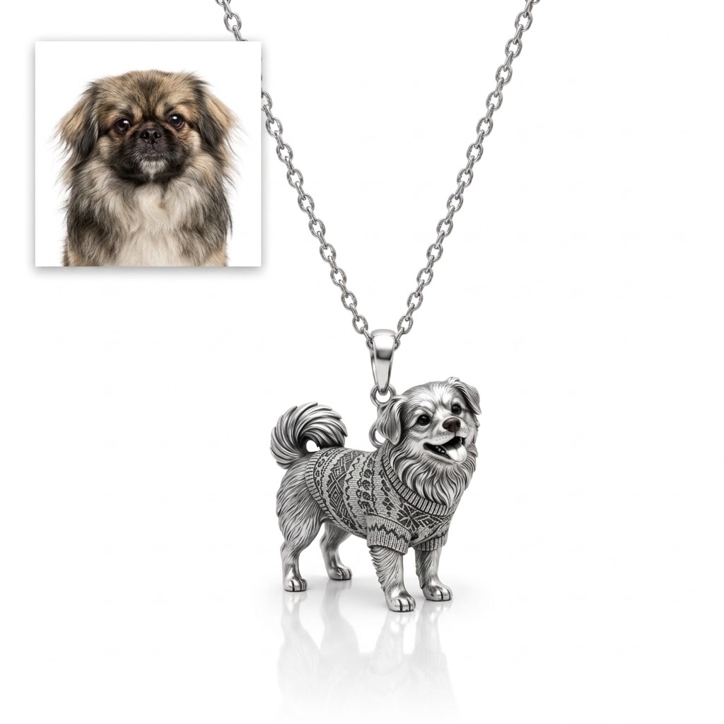 Personalized S925 Sterling Silver 3D Pet Pendant Necklace, Custom Photo to 3D Sculpted Dog & Cat Jewelry, Maine Coon Memorial Gift for Pet Mom - namenecklace
