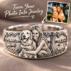 Personalized S925 Sterling Silver 3D Pet Ring, Custom Photo to 3D Sculpted Dog & Cat Animal Ring, Plain Band Unique Pet Mom Keepsake Jewelry - namenecklace