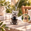 Personalized 3D Embossed French Bulldog Photo Projection Necklace Custom 925 Sterling Silver Pet Pendant Gift for Dog Mom