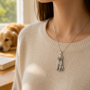 Personalized S925 Sterling Silver 3D Sculpted Pet Photo Necklace Custom Pet Relief Pendant Unique Dog Cat Memorial Jewelry Gift for Pet Lovers