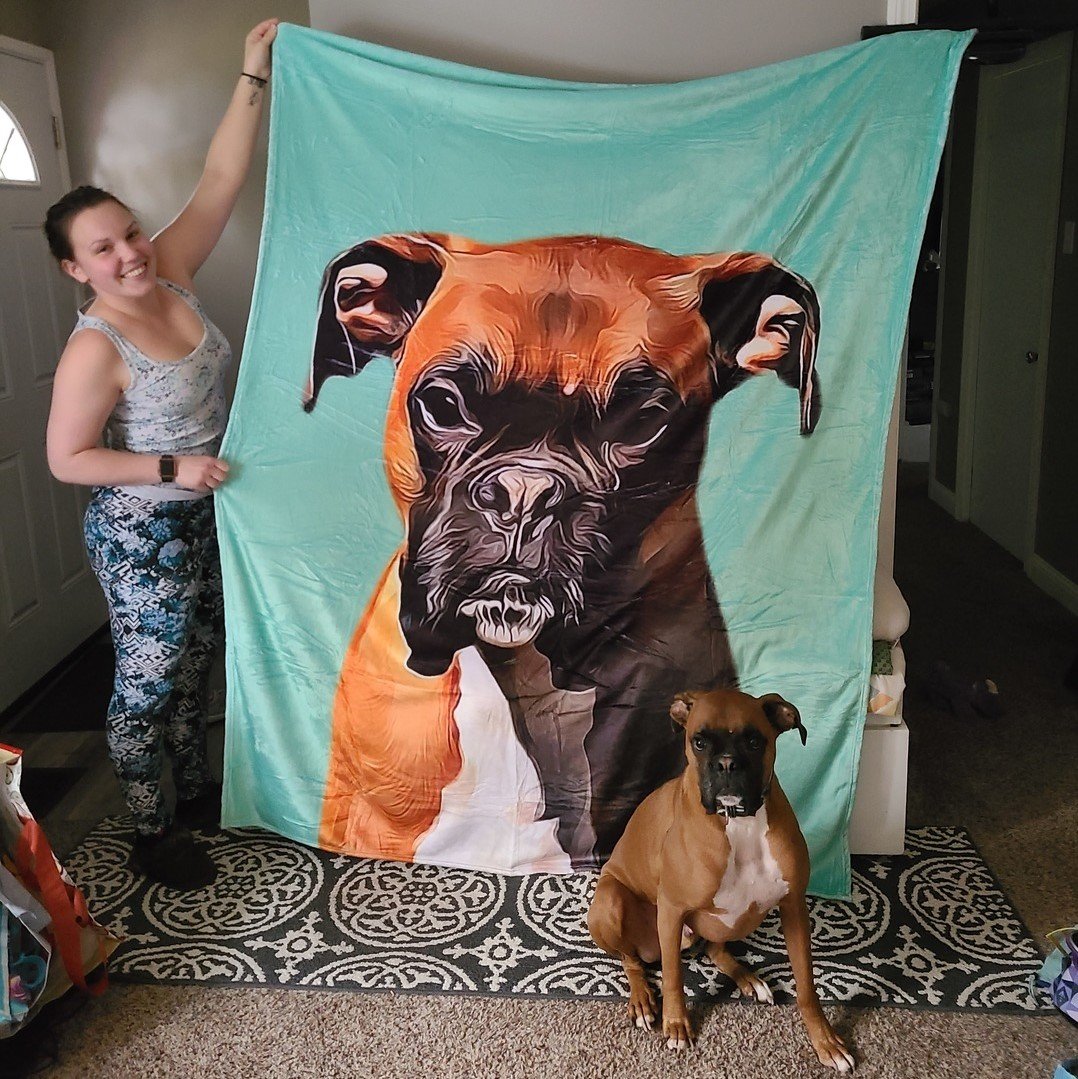 Dog Portrait Blanket Personalised Photo Dog Blanket Pet Face Blanket